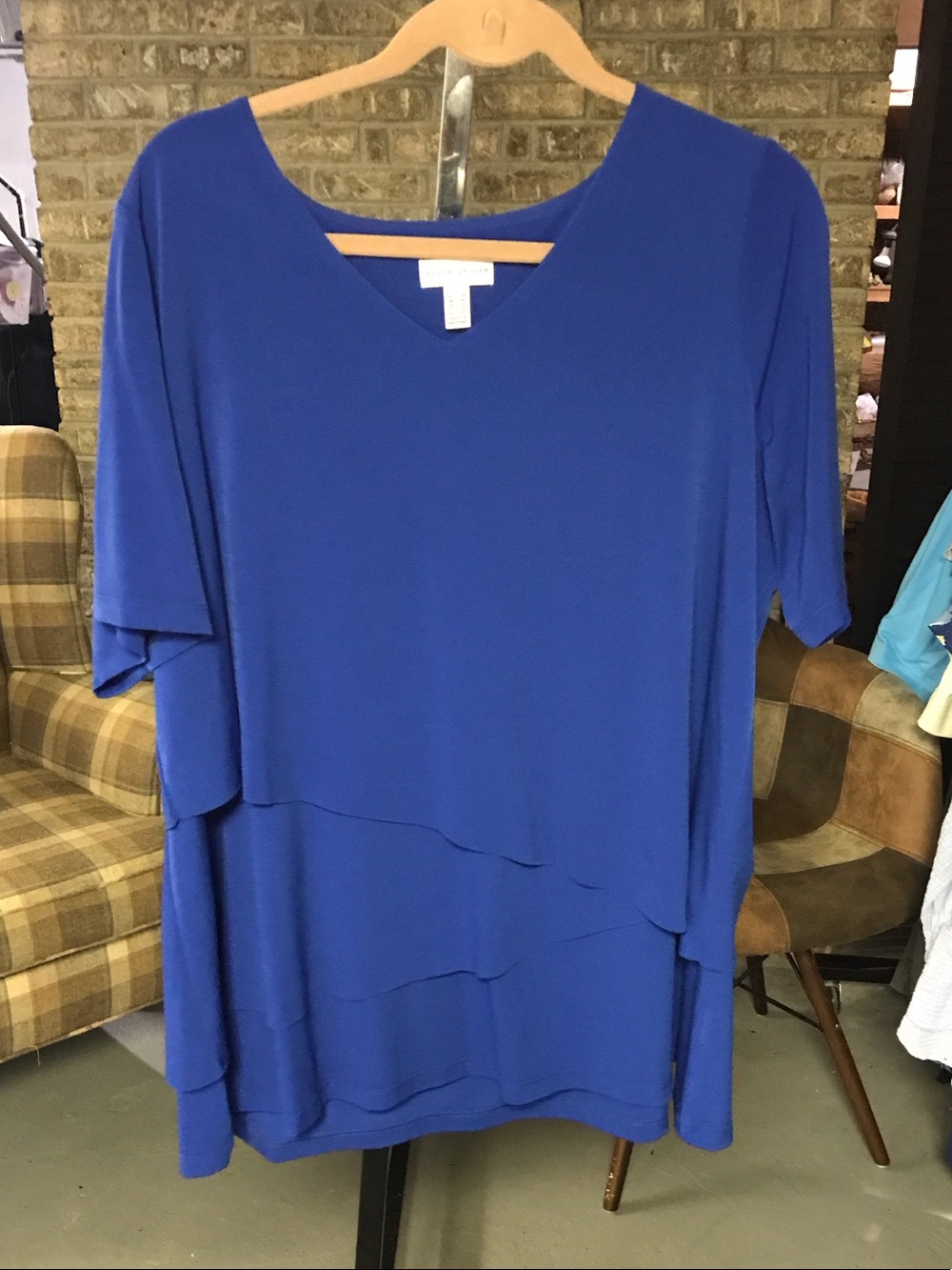 Susan Graver Royal Blue Layered V-Neck Tunic